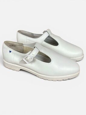 White Vintage Tuffies Leather Nursing Mary Jane Shoes Sz 10